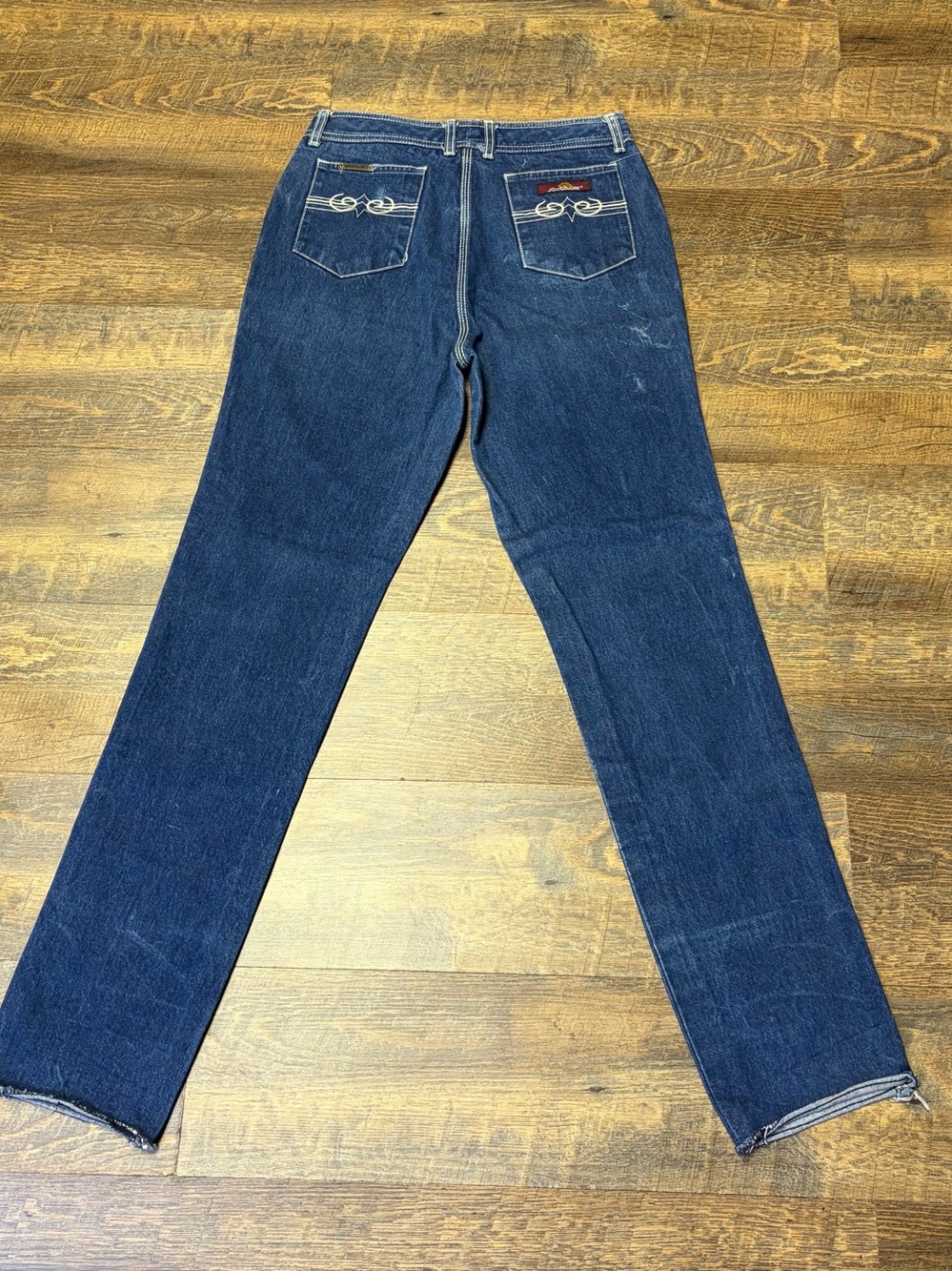 Vintage 80s Jordache Jean Women 33 (29) Pony High Waist Raw Indigo Denim Unhem - Picture 14 of 16